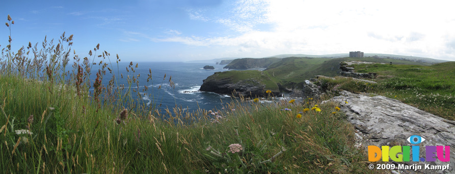 SX07185-07190 View past Barras Nose to cliffs from Tintagel Island
